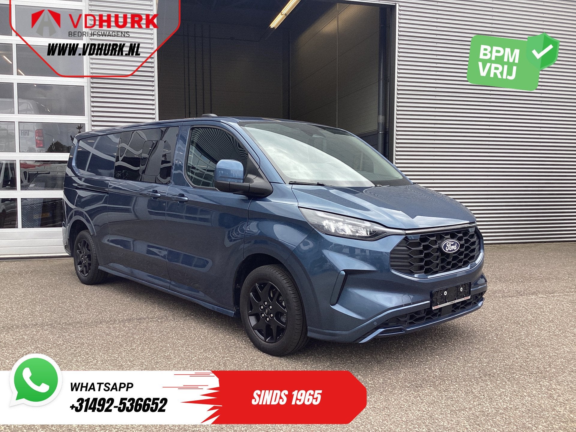Ford Transit Custom 2.0 TDCI 170 pk Aut. L2 Sport DC Dubbel, Auto's, Automaat, Gebruikt, 4 cilinders, Blauw