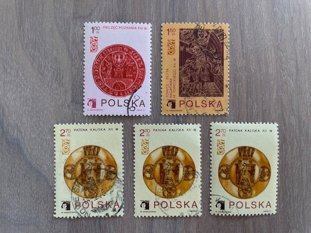 5x Intern. Postzegeltentoostelling Polska 1973, Ophalen of Verzenden, Polen, Gestempeld