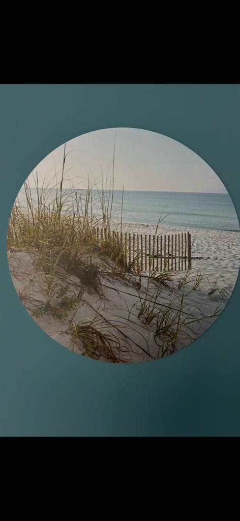 Rond schilderij strand, Huis en Inrichting, Woonaccessoires | Schilderijen, Tekeningen en Foto's, Ophalen, 50 tot 75 cm, Zo goed als nieuw