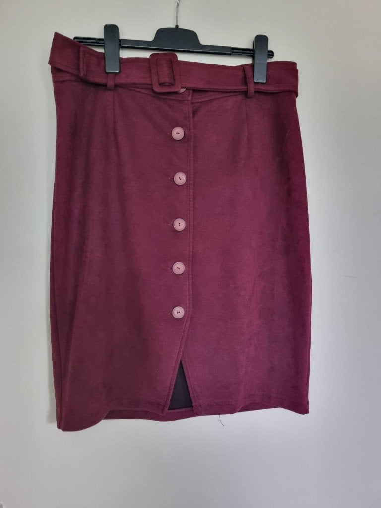 wijnrode suede-achtige rok maat 44, Kleding | Dames, Yessica, Maat 42/44 (L), Ophalen of Verzenden, Knielengte