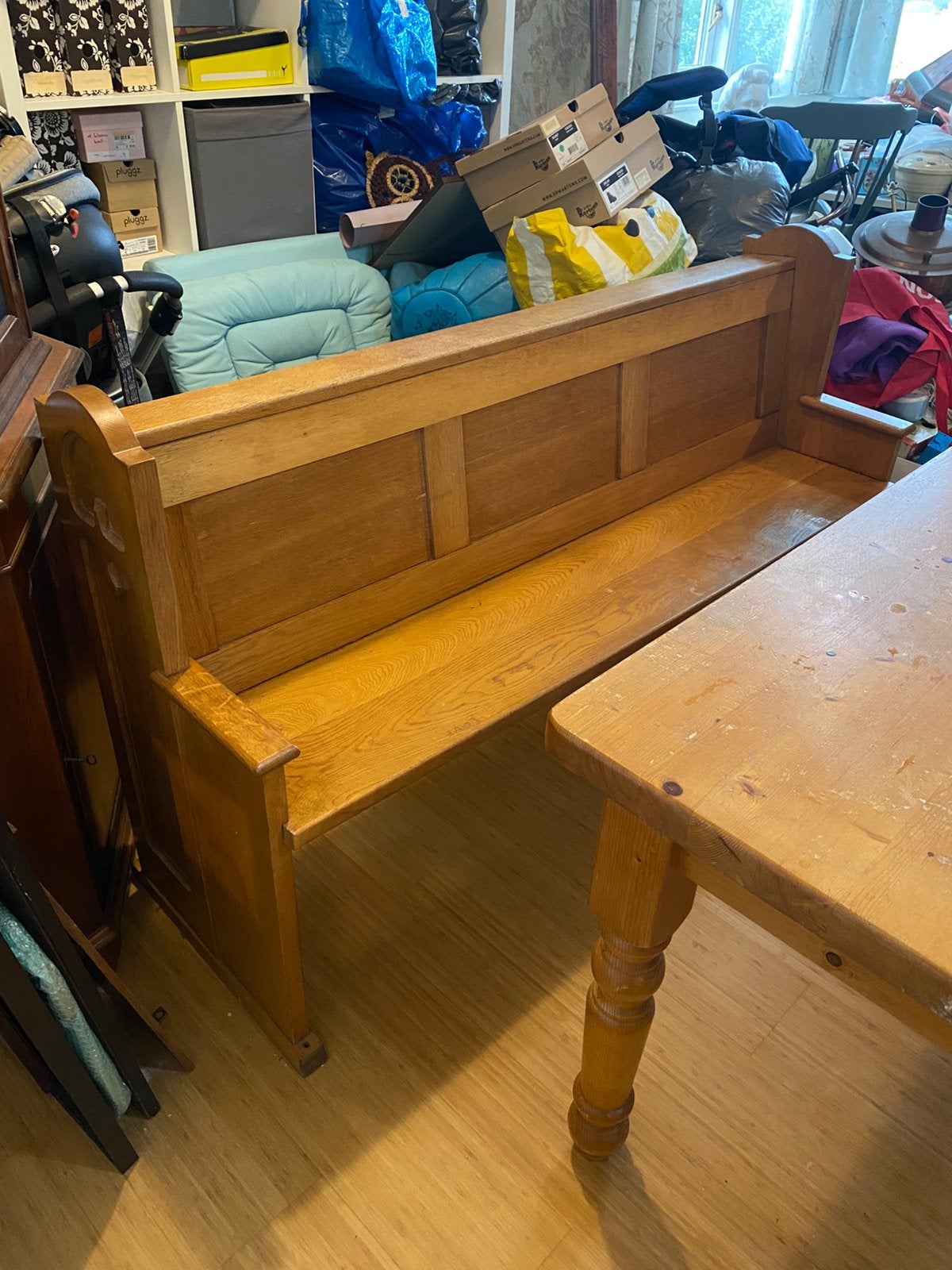 Kerkbank (met gratis bijpassende tafel en 3 eetstoelen), Antiek en Kunst, Ophalen