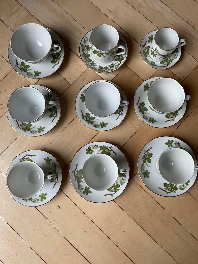 9 Hutschenreuther kop en schotels met wijnrank decor, Antiek en Kunst, Antiek | Porselein, Ophalen