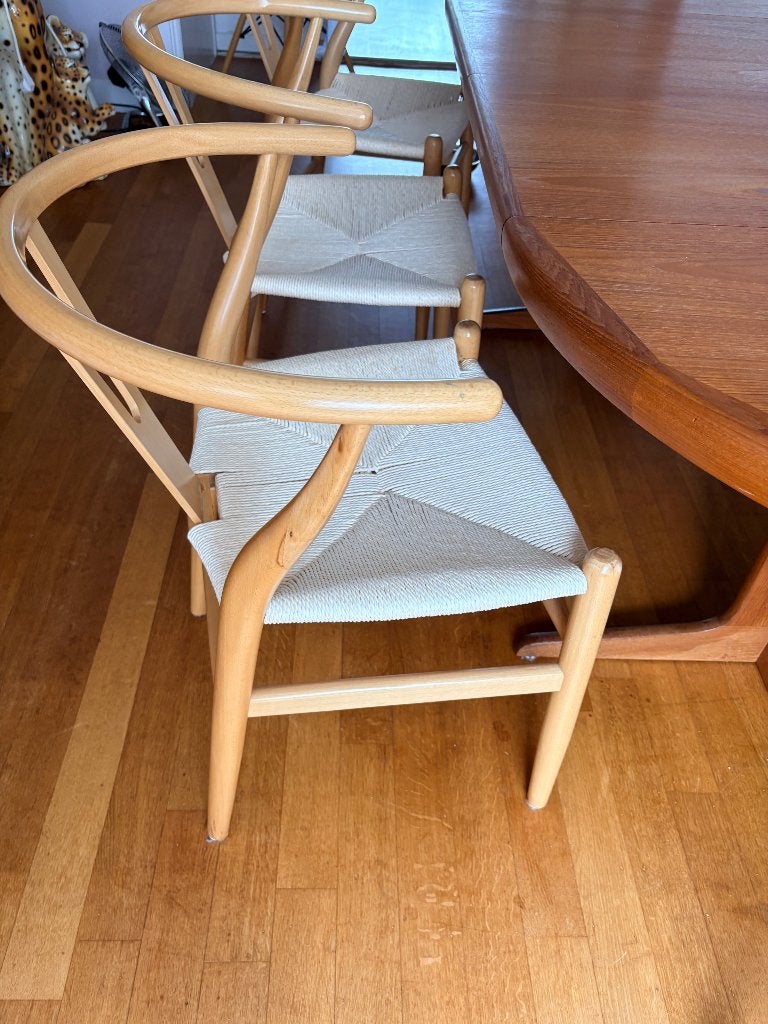 Set van 6 Wishbone stoelen - blank hout en touw, Huis en Inrichting, Ophalen, Overige kleuren, Zo goed als nieuw, Vijf, Zes of meer stoelen
