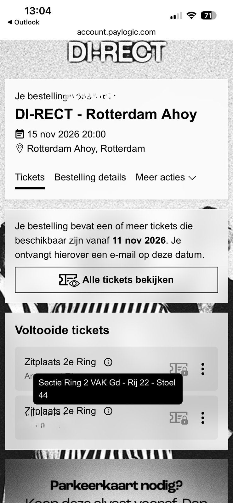 Twee tickets Di-rect op 15-11-2026, Twee personen, November