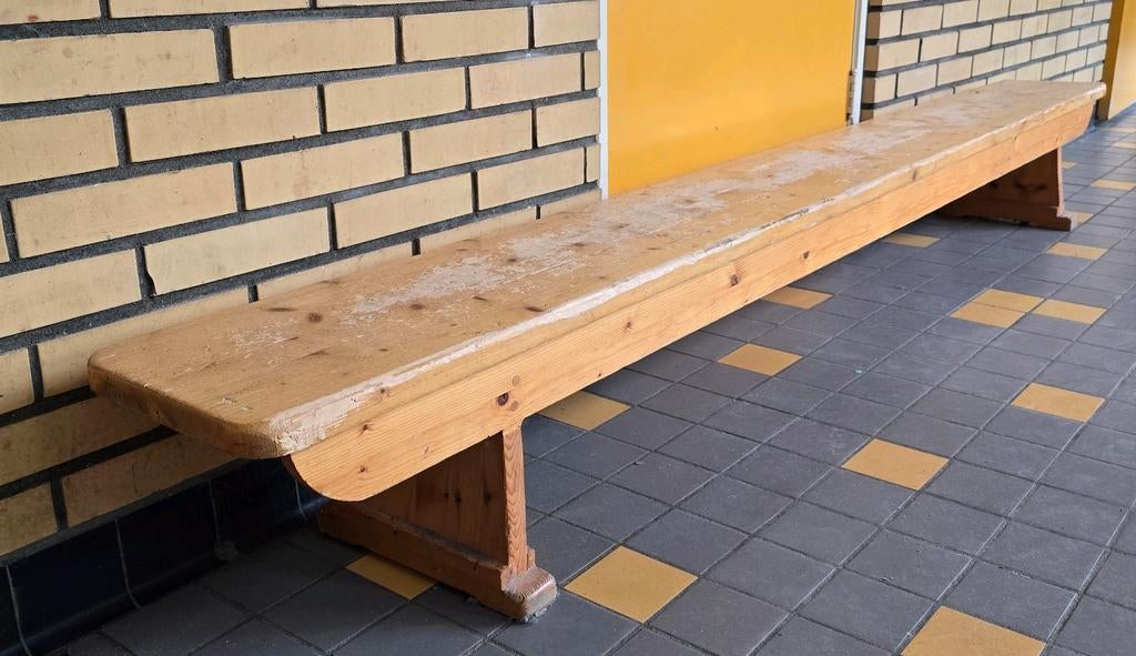 Vintage houten schoolbank, oude gymbank, tuinbank planten, Ophalen, Gebruikt, Nvt, Nvt