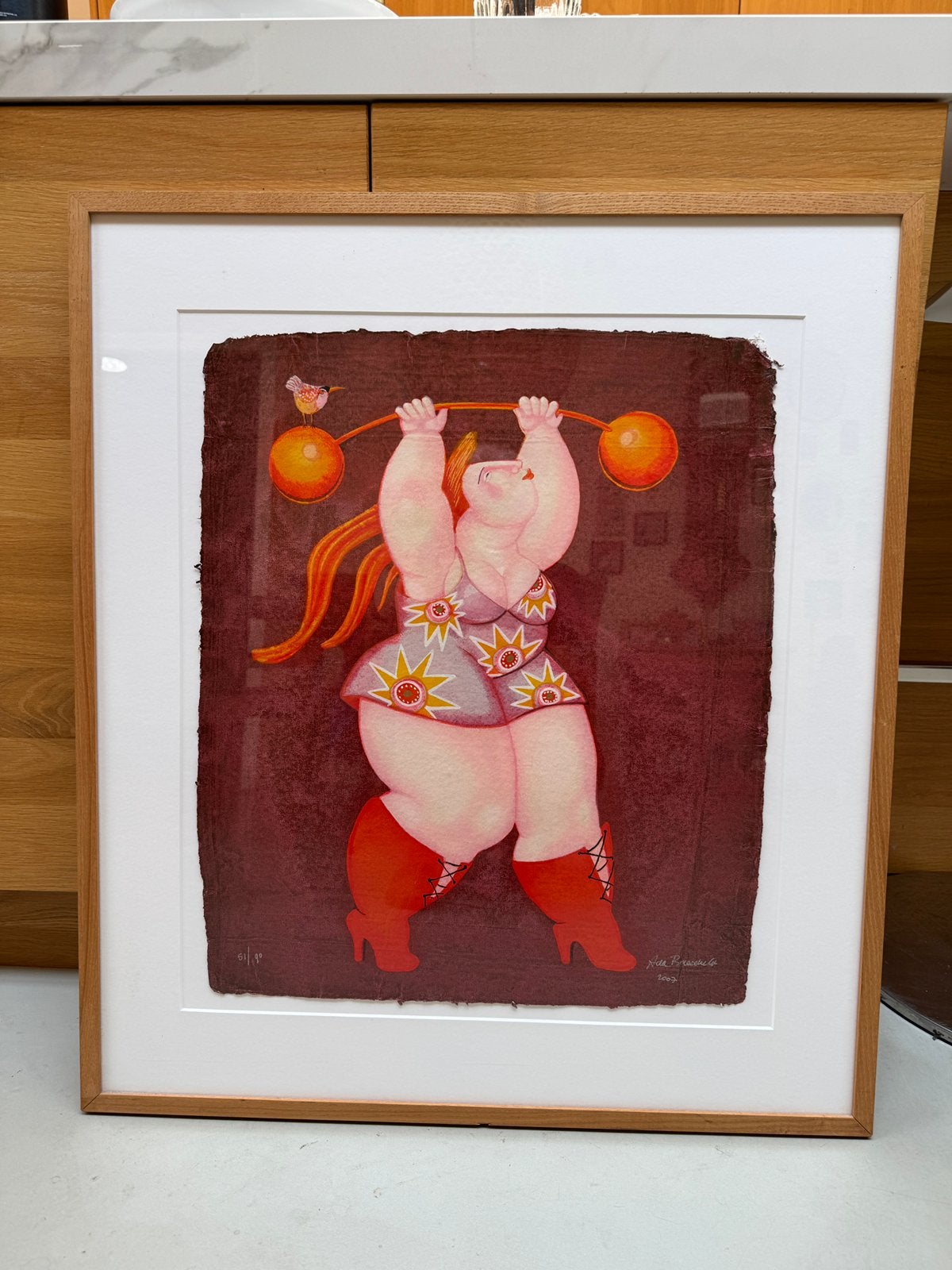 Ada Breedveld zeefdruk 70x80 cm in houten lijst, Zeefdruk, Met glas, Ophalen, Personages en Fantasiefiguren
