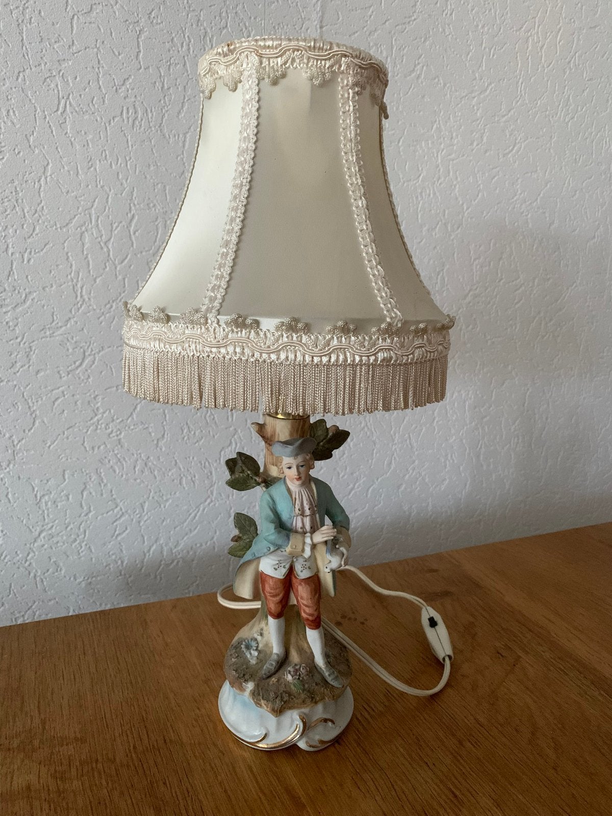 Vintage porseleinen schemerlampje, Met schakelaar, Gebruikt, Vintage, 28 cm