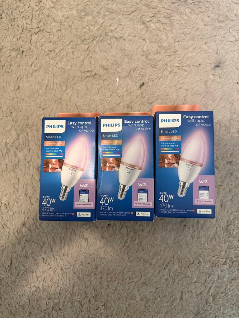 Philips WiZ Full Color Smart LED Lamp E14 - 3 stuks, Ophalen of Verzenden, Nieuw