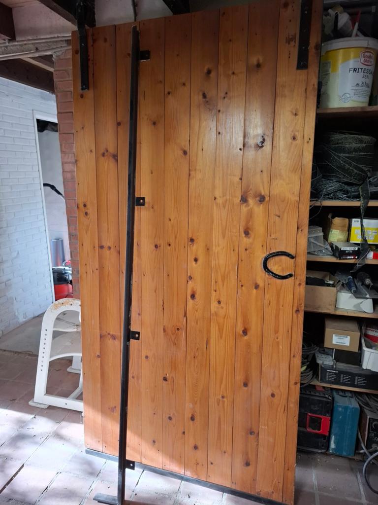 Schuifdeuren met smeedijzeren beslag, Doe-het-zelf en Verbouw, Deuren en Horren, Gebruikt, Binnendeur, Schuifdeur, 200 tot 215 cm