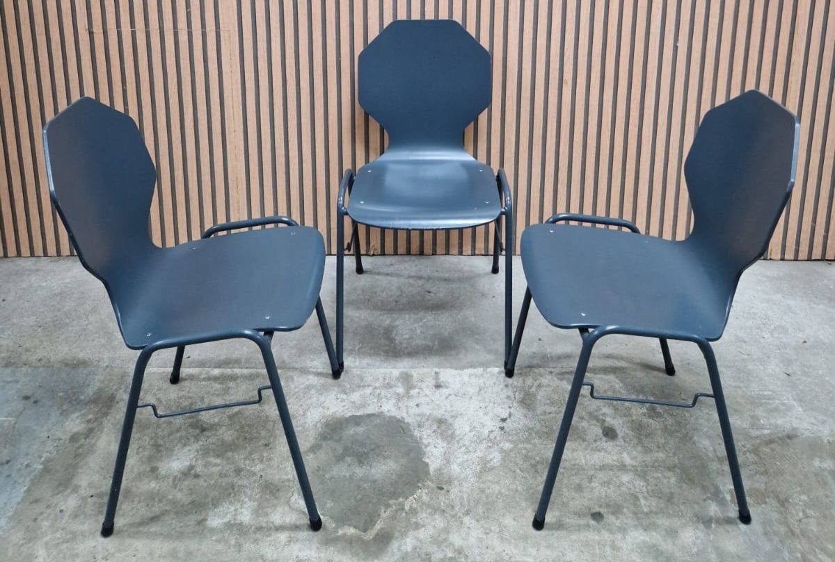 45 x Vepa kantine stoelen schoolstoelen horeca cafe bistro, Ophalen of Verzenden, Zo goed als nieuw, Blauw, Vijf, Zes of meer stoelen