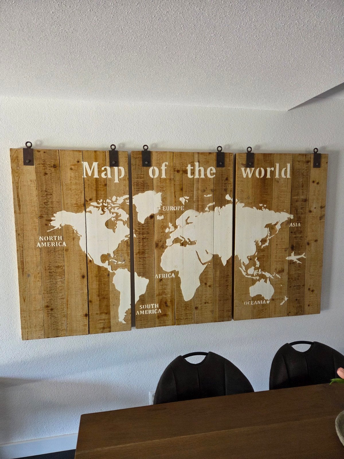Houten Wereldkaart Wanddecoratie - map of the world, Ophalen, Gebruikt, Hout, Vintage