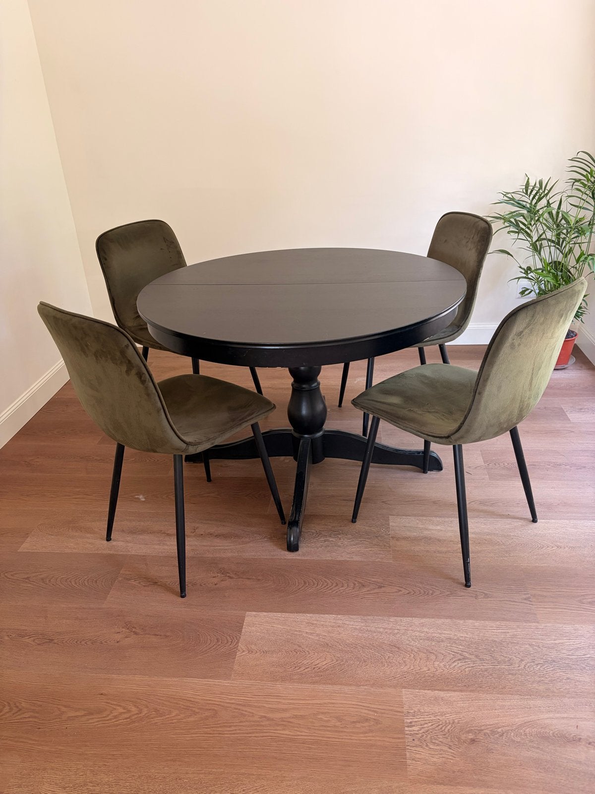 IKEA Rosentorp Uitschuifbare Eettafel Zwart, Ophalen, Gebruikt, 100 tot 150 cm, Rond