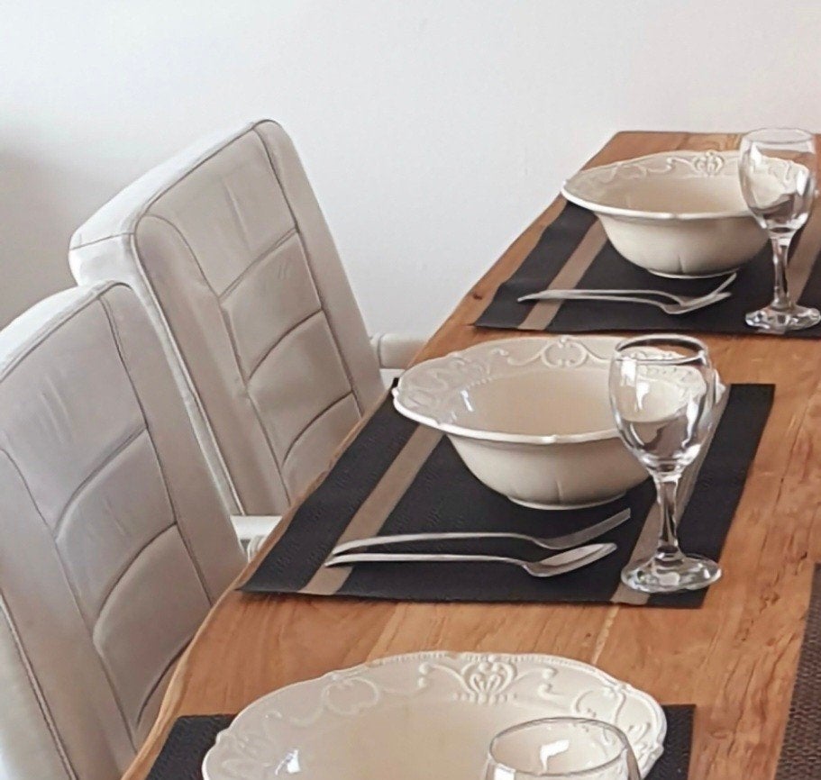 EETTAFEL STOELEN WIT ECHT LEDEREN, Gebruikt, Wit, Leer, Ophalen of Verzenden