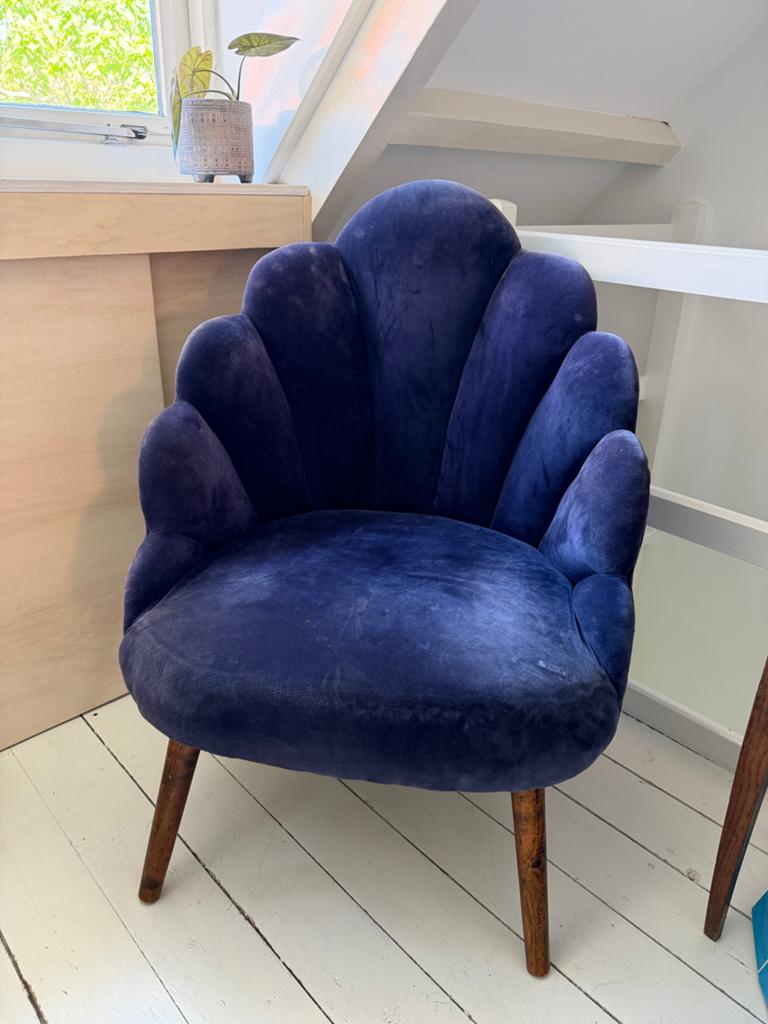 Blauwe Schelp Stoel Sissy Boy - Gebruikt, Huis en Inrichting, Ophalen, Gebruikt, Blauw, Eén