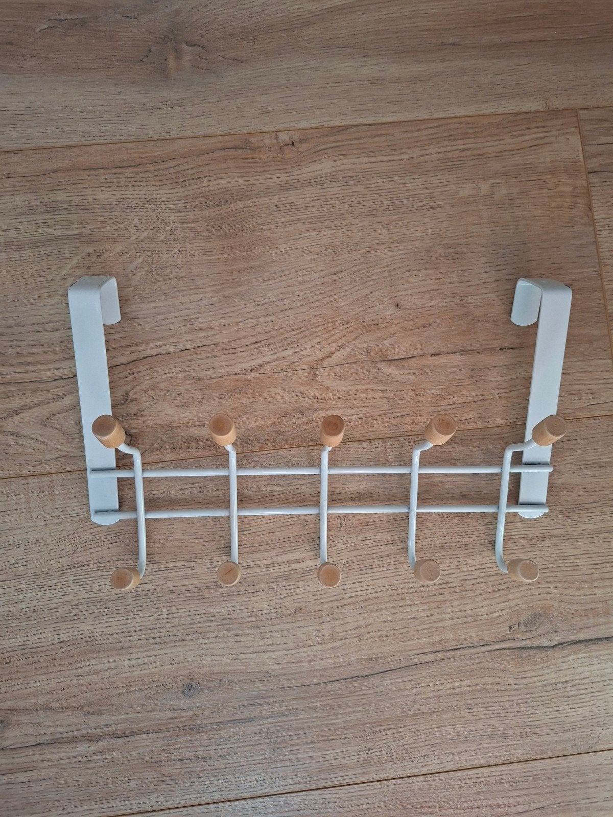 kapstok met 10 haken, wit metaal en hout, Zo goed als nieuw, Minder dan 100 cm, Metaal, Ophalen