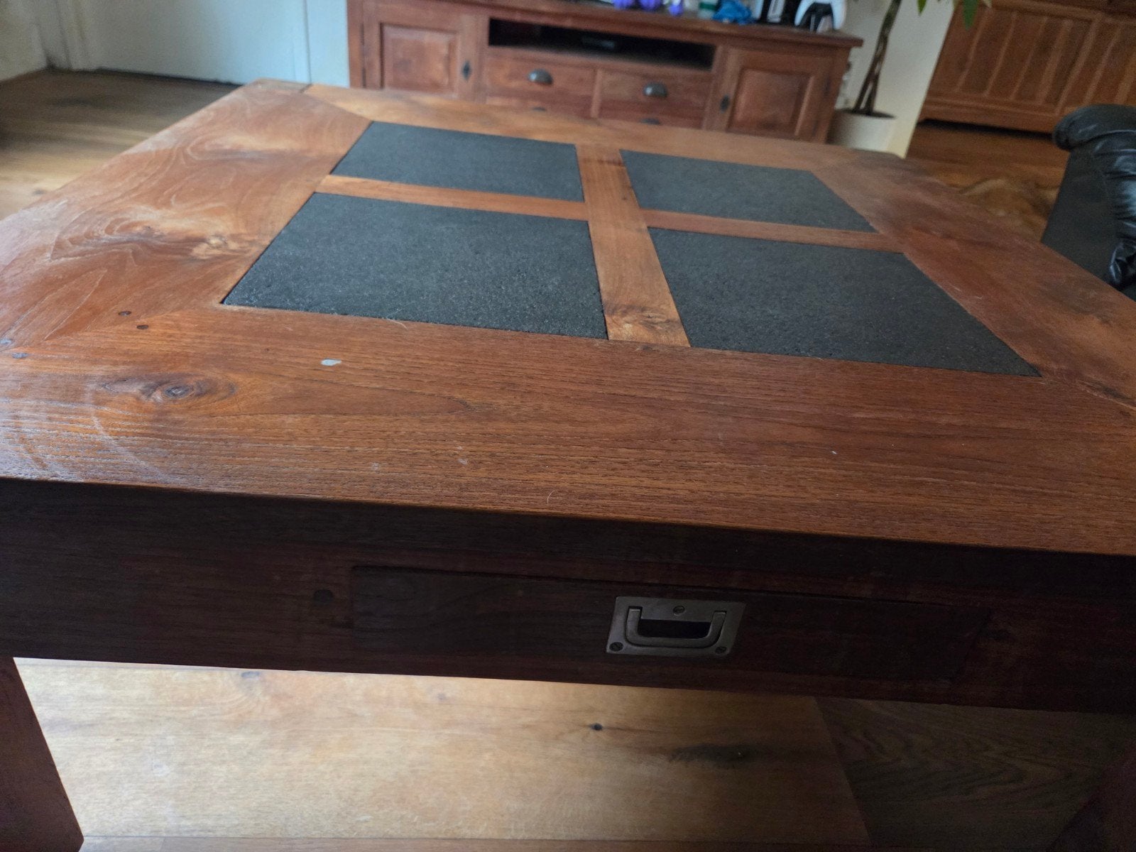 Vierkante, salontafel teakhout, Ophalen, Gebruikt, 50 tot 100 cm, 50 tot 100 cm