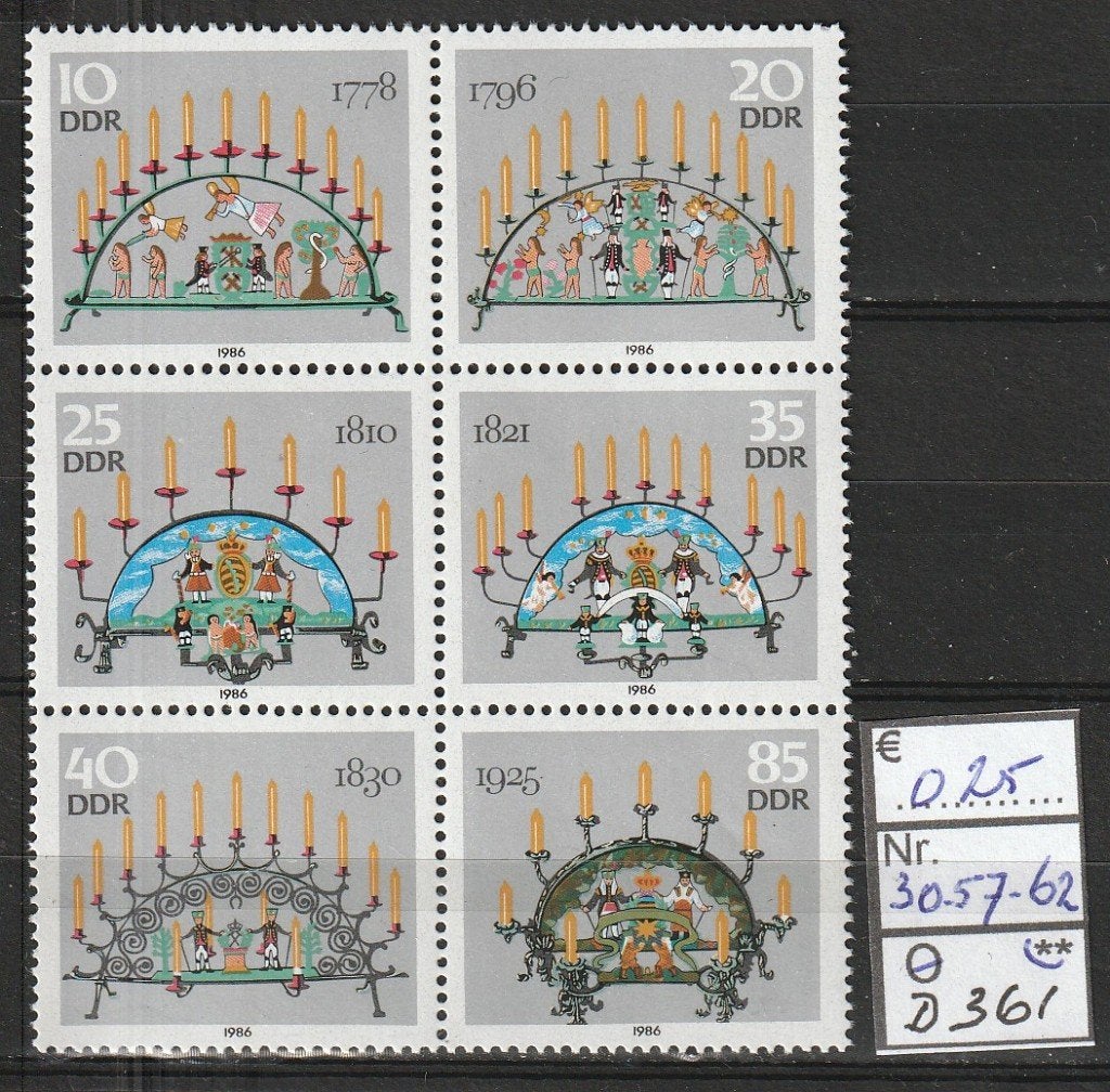 DDR Schwibbogen Michel 3057-62 Nr.D361p, Verzenden, DDR, Postfris