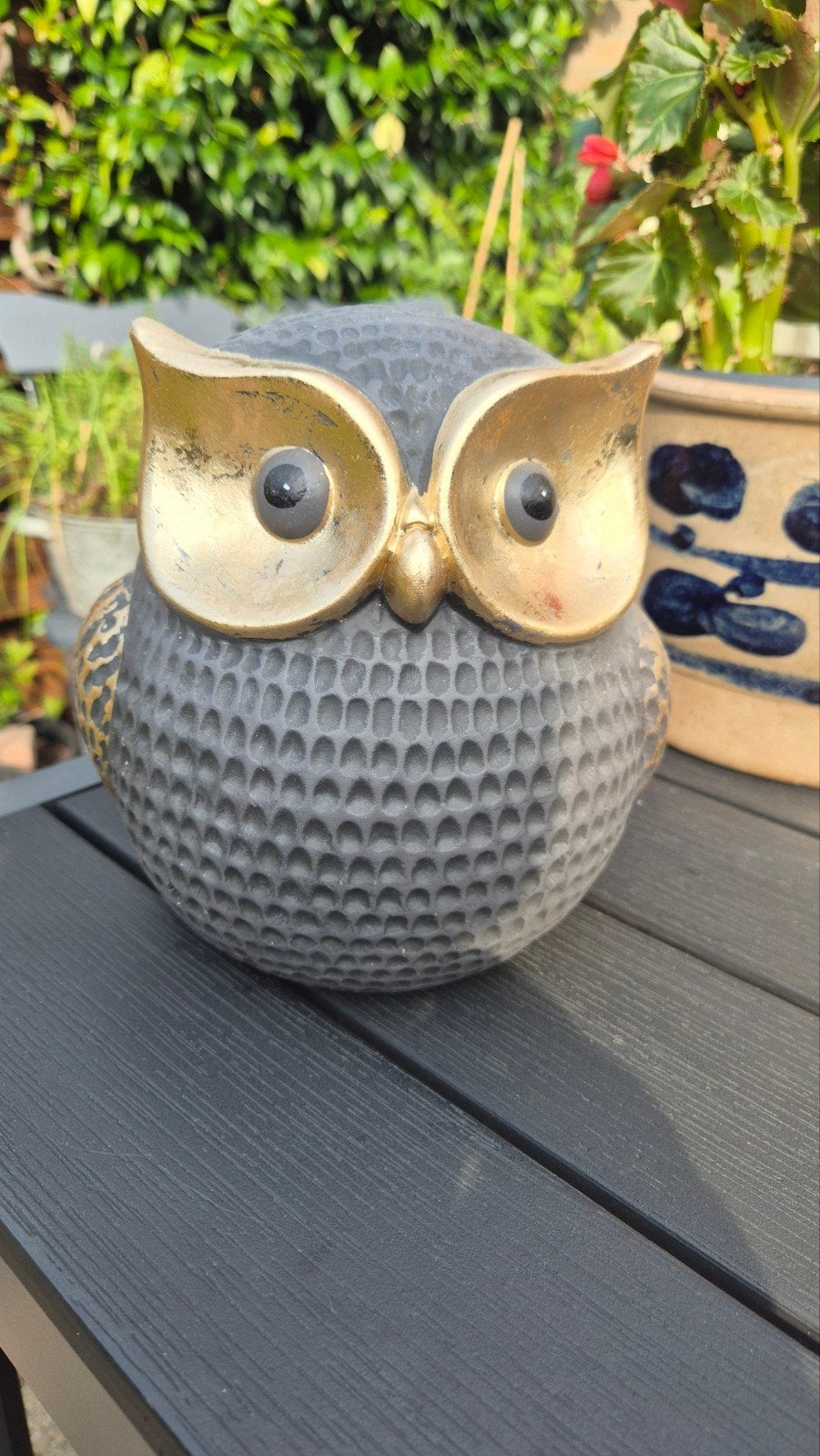 Decoratieve Uil - Grijs met Goudkleurige Details, Zwart, Overige stijlen, Ophalen of Verzenden, Zo goed als nieuw