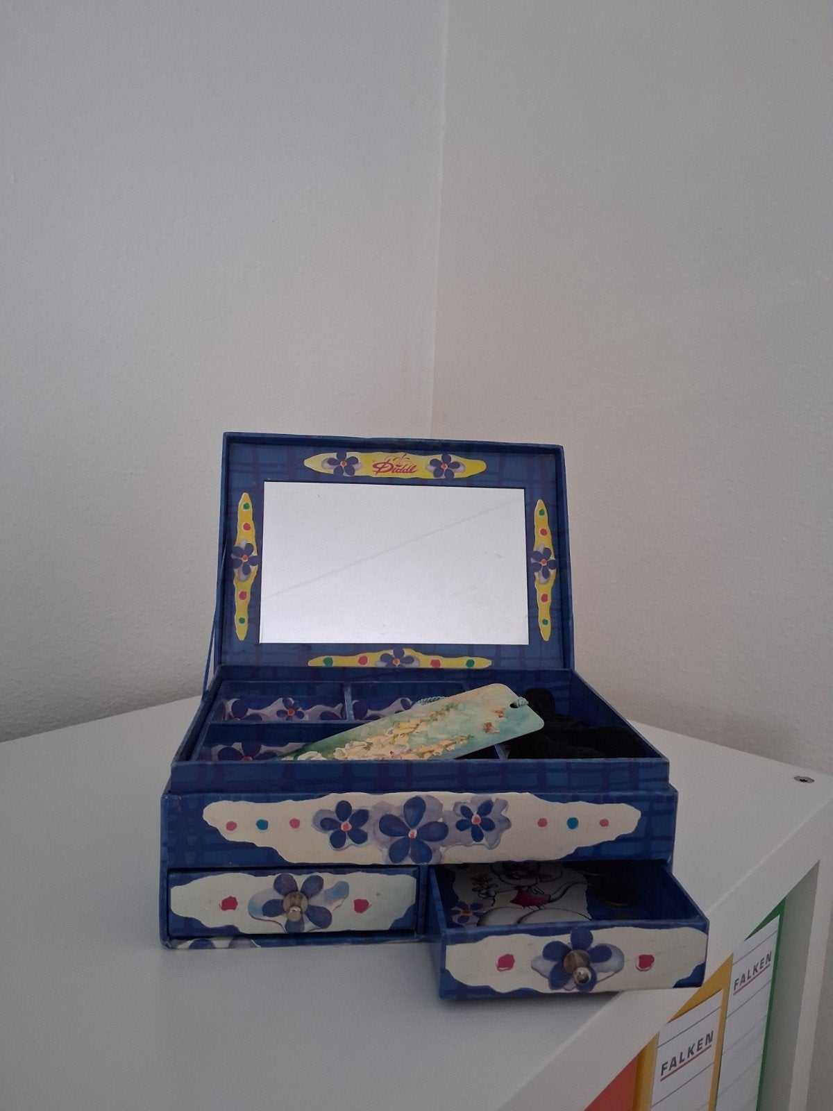 Diddl sieraden cassette met 2 laden en spiegel, Ophalen, Diddl, Gebruikt, Overige typen