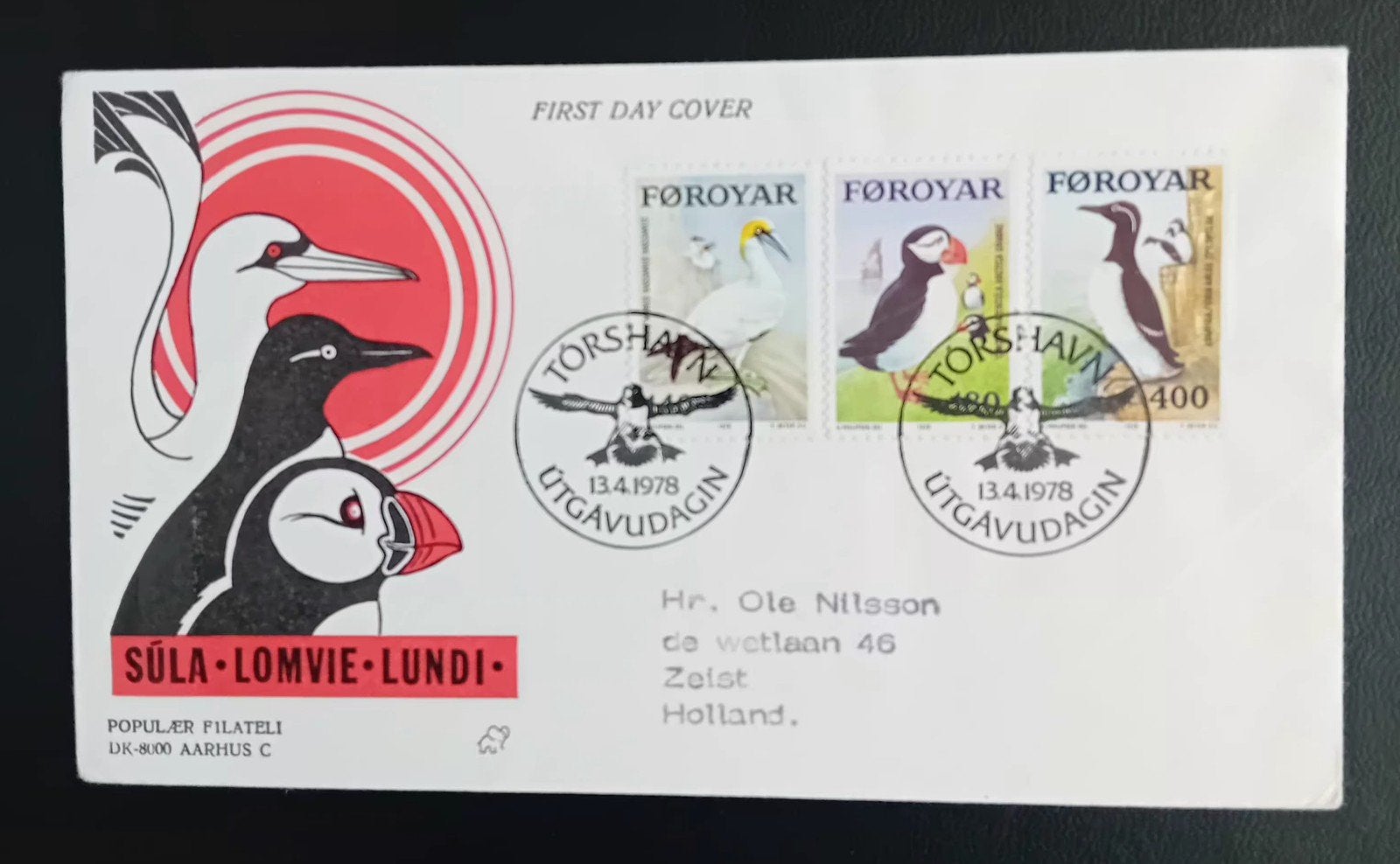 Faeröer  2x Fdc's vogels, Ophalen of Verzenden, Gestempeld, Dier of Natuur