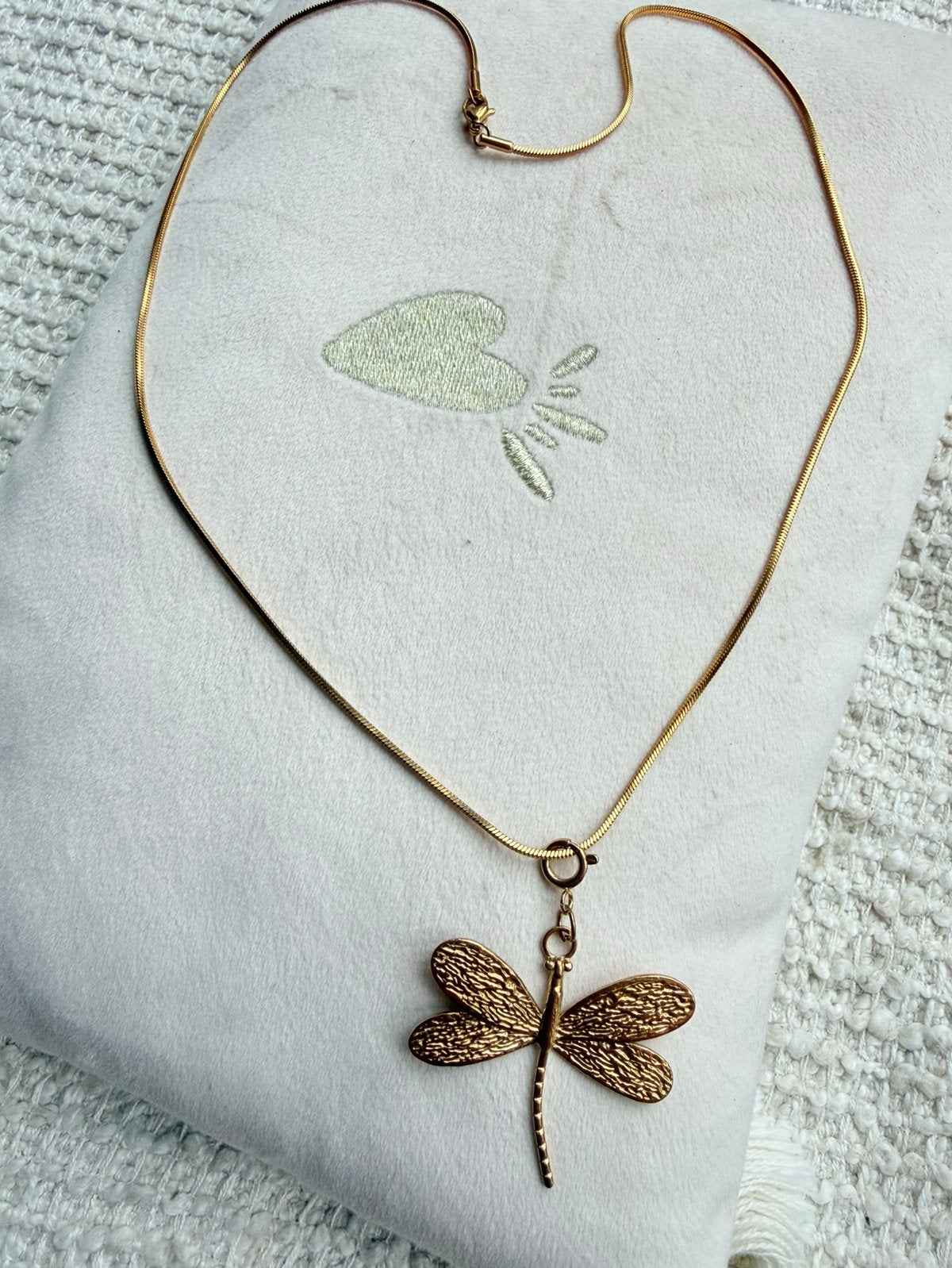 Lange ketting goud stainless steel met Libelle, Ophalen of Verzenden, Nieuw, Goud, Overige materialen