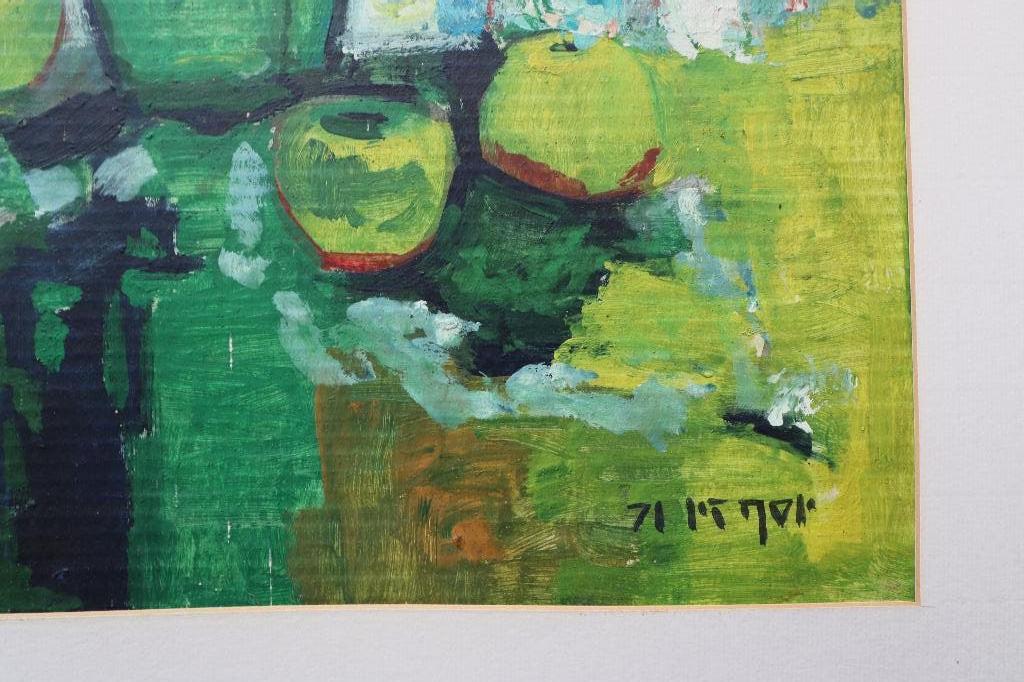 Joods Israëlische kunstenaar olieverf op karton stilleven, Ophalen of Verzenden