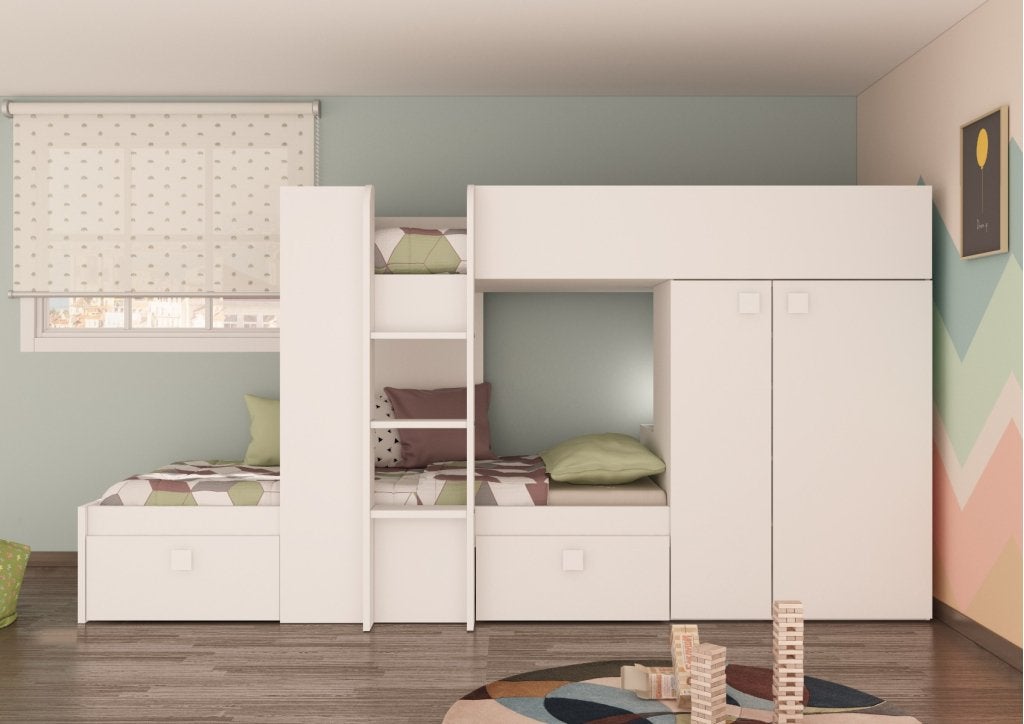 Maxim Multifunctioneel Stapelbed - 90x200 - Volledig Wit, Niet ingevuld, Niet ingevuld, Niet ingevuld