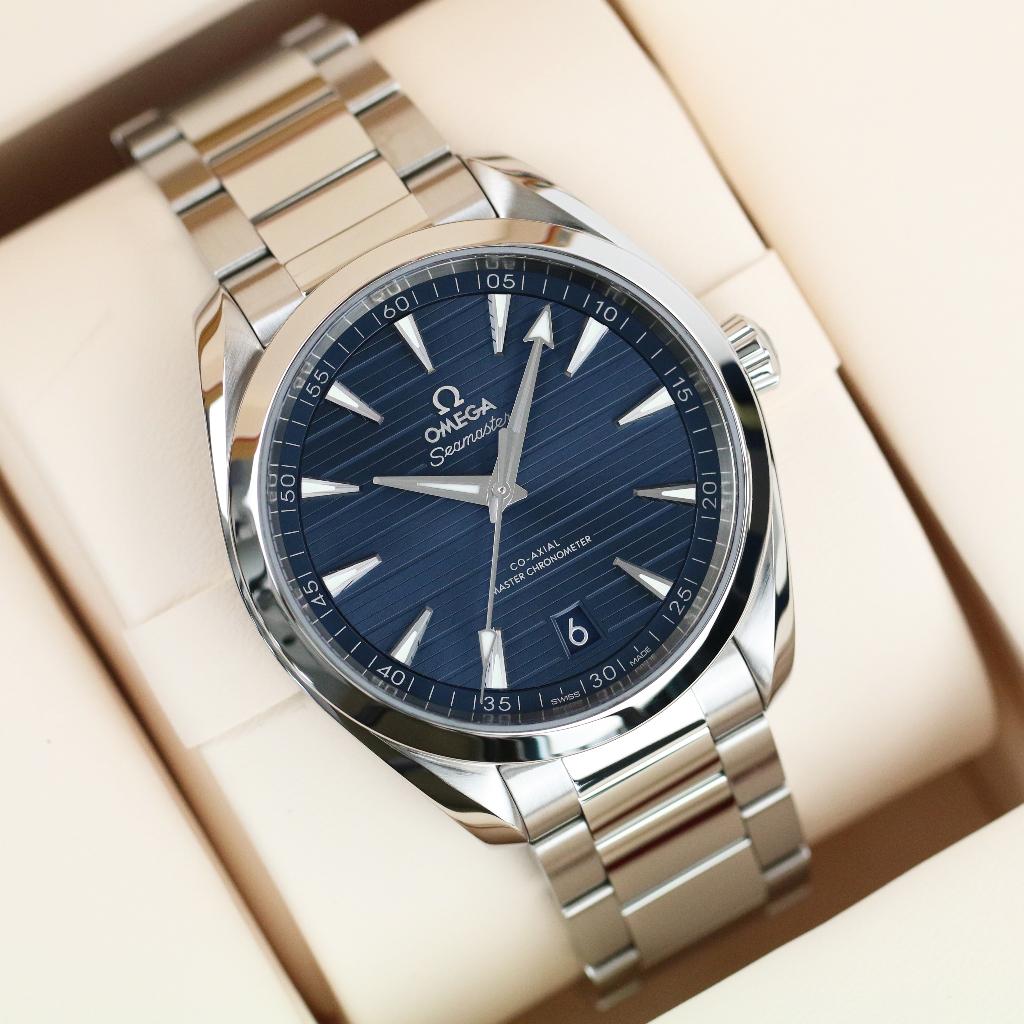 Omega Aqua Terra 150m Blauw 41 (Zeer goed/ 2024), Staal, Staal, Polshorloge, Ophalen of Verzenden