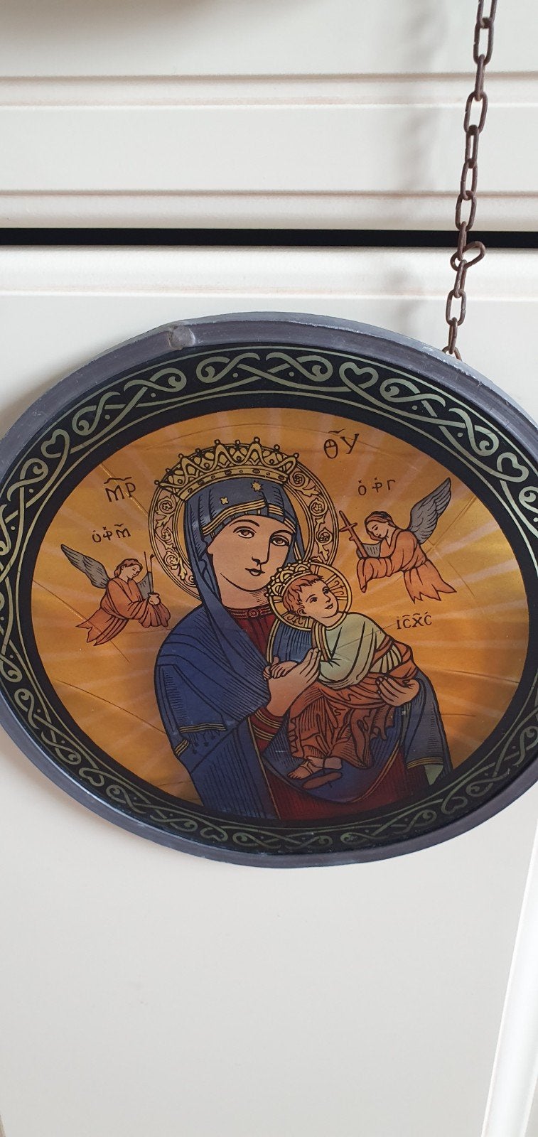 Oude icoon Maria met kindje Jezus, Ophalen of Verzenden