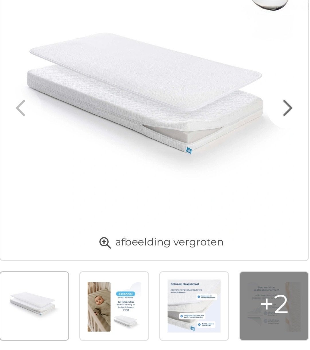Aerosleep Essential ledikant matras 60x120cm met beschermer, Ophalen of Verzenden, Zo goed als nieuw, Ledikant