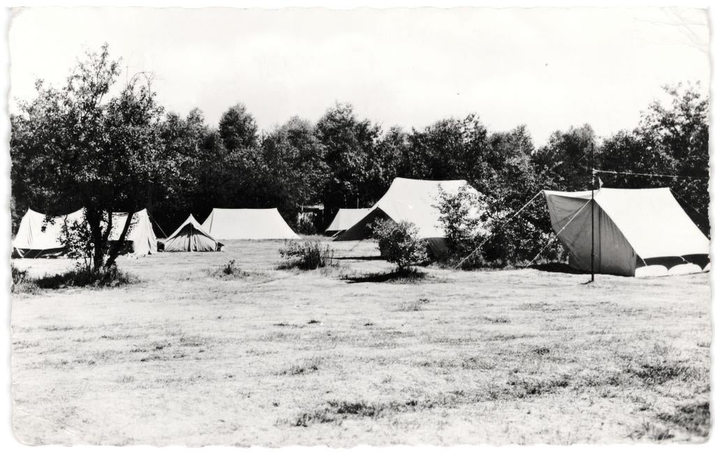 939492 Schaarsbergen Camping Schaersbergen 1959 zegel afgew, Verzamelen, Ansichtkaarten | Nederland, Gelopen, Limburg, 1940 tot 1960