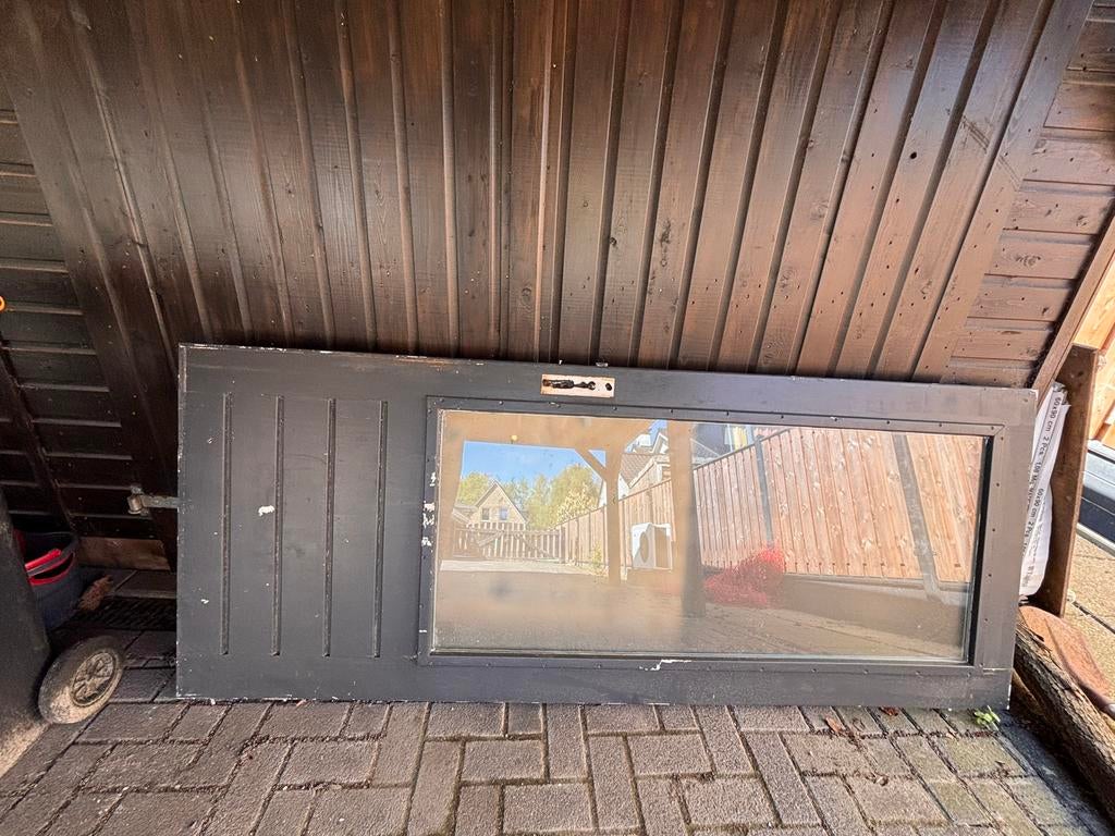 Buitendeur met 3-puntsluiting en glas, 231x93cm, Ophalen, Gebruikt, 80 tot 100 cm, 215 cm of meer