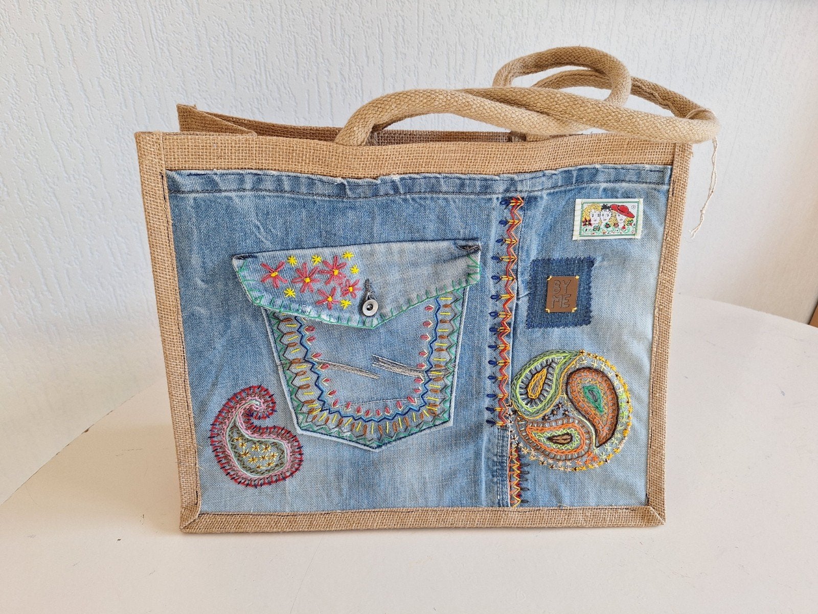 Geborduurde , jute , boodschappentas., Ophalen of Verzenden, Nieuw, Borduurpakket