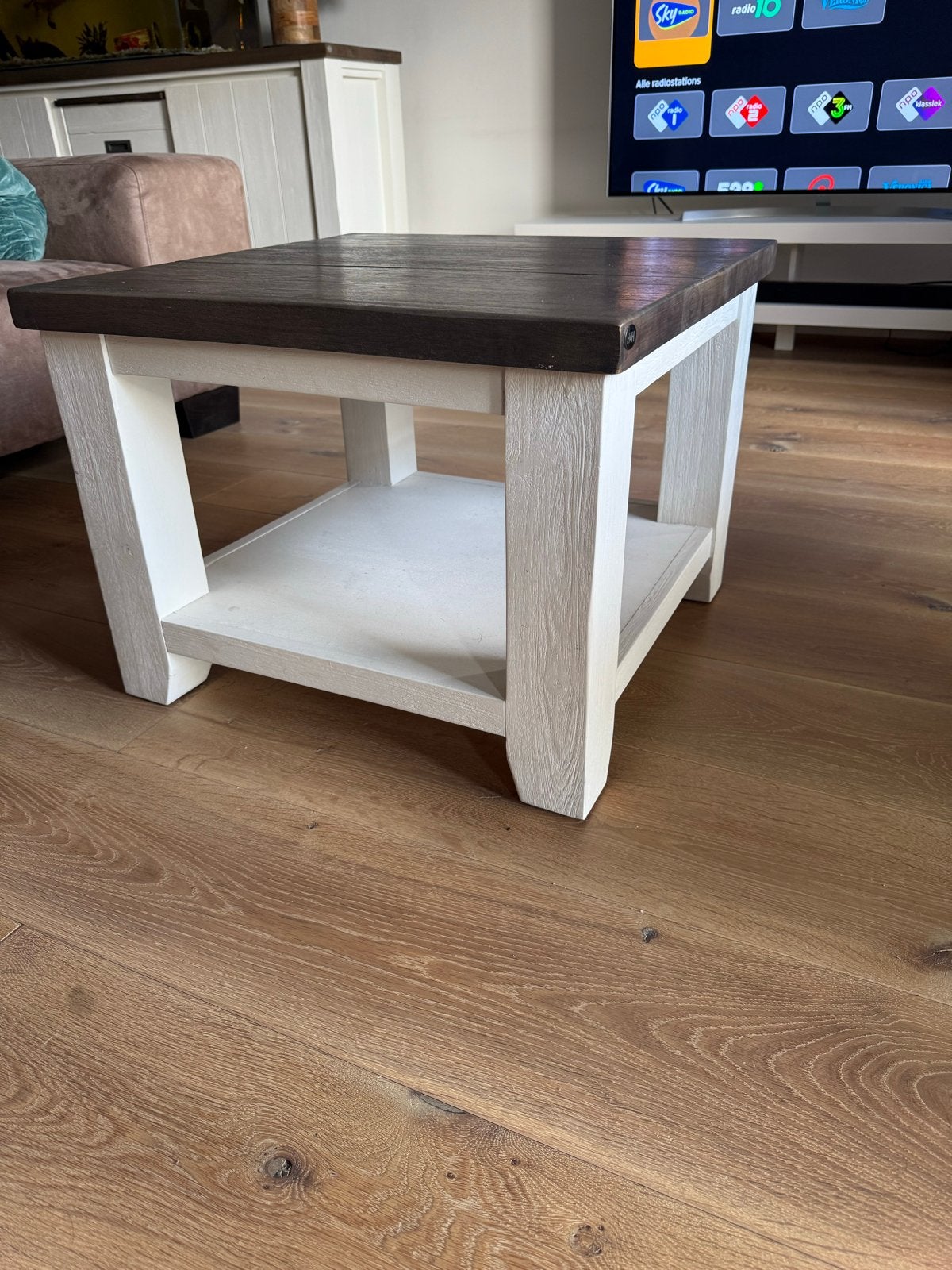 Stijlvolle bijzettafel / salontafel, Ophalen, Gebruikt, 50 tot 100 cm, Vierkant