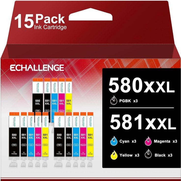 Pack of 15 PGI-580 CLI-581 XXL Compatible Canon Cartridges, Ophalen of Verzenden, Nieuw, Cartridge