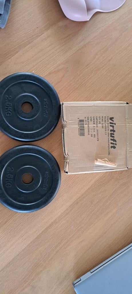 2x 2,5 kg Virtufit rubberen halterschijven, Sport en Fitness, Ophalen, Nieuw