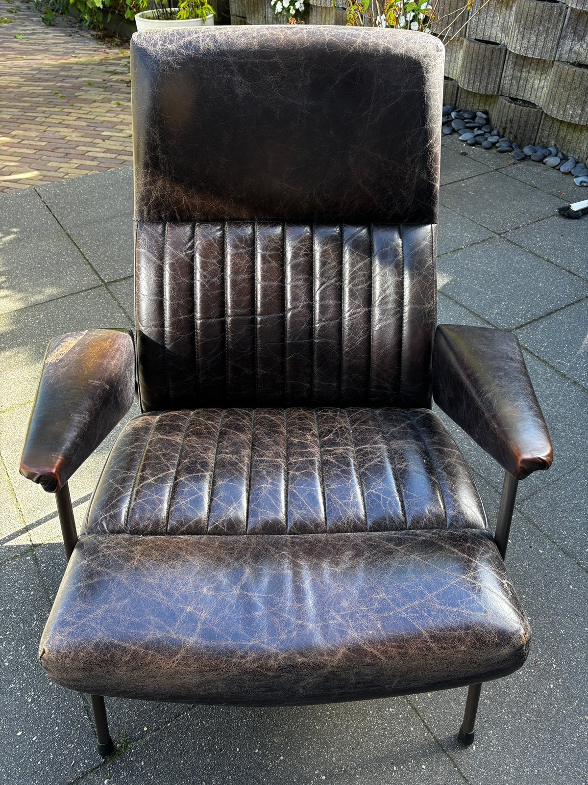 Leren stoel, Ophalen, Zo goed als nieuw, 75 tot 100 cm, 50 tot 75 cm