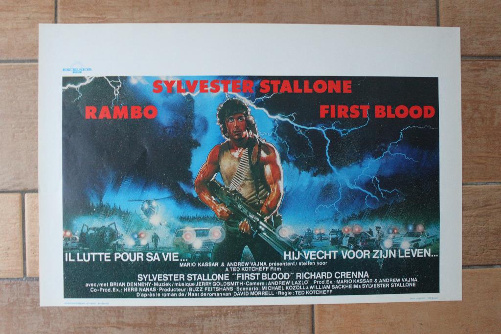 filmaffiche Sylvester Stallone Rambo First Blood filmposter, Verzamelen, Rechthoekig Liggend, Ophalen of Verzenden, Zo goed als nieuw