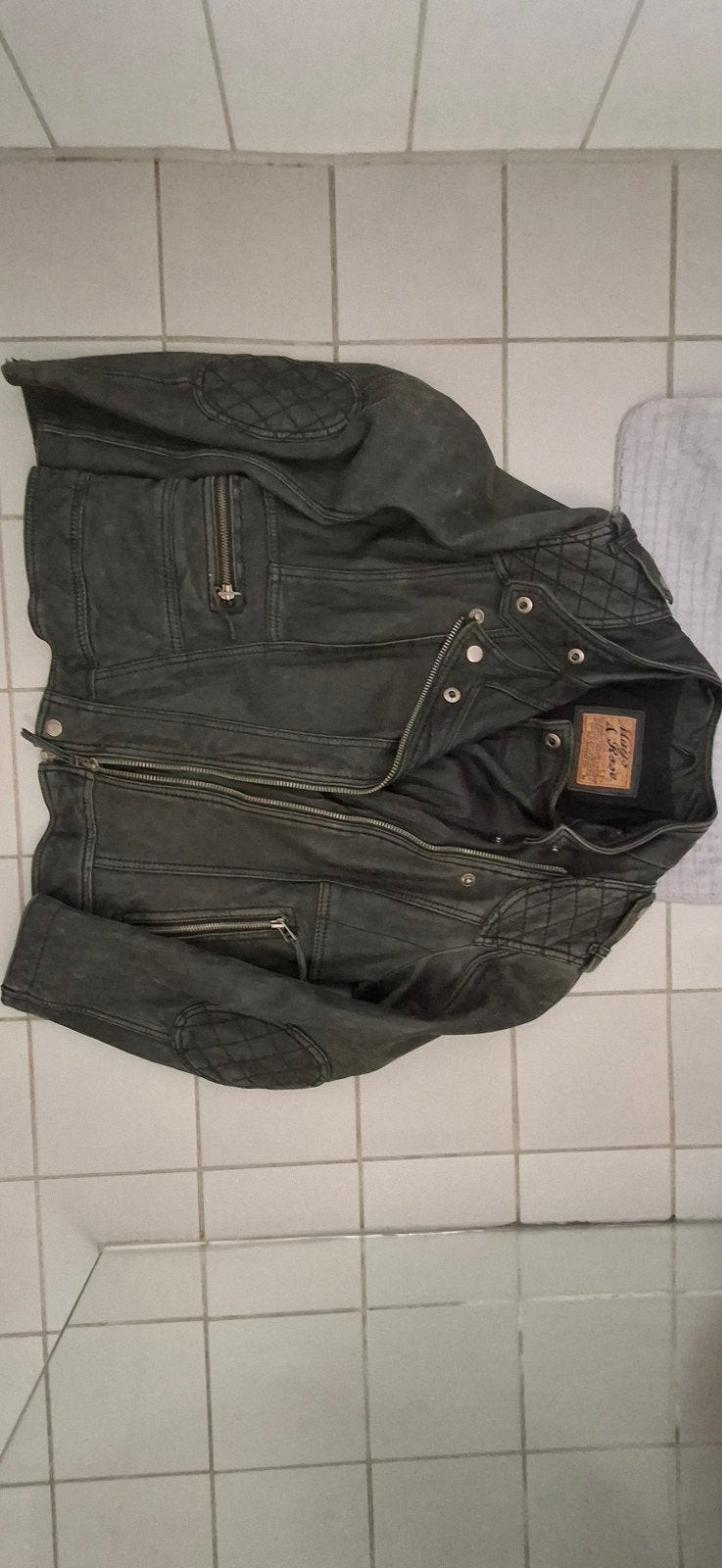 Stoere leren bikerjack van Hugo A. Rose, maat L, Maat 42/44 (L), Ophalen of Verzenden, Gedragen, Hugo A. Rose