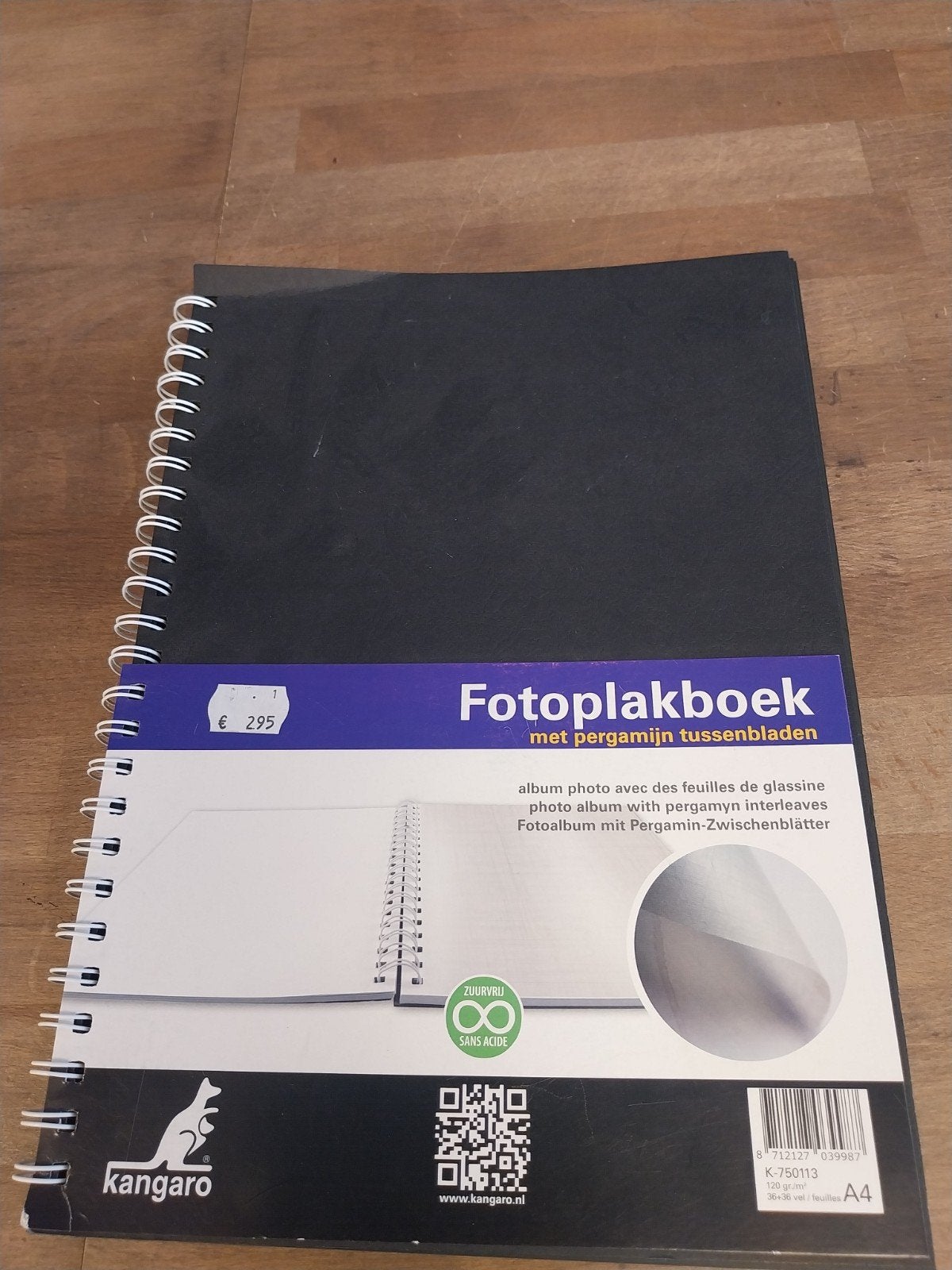Kangaro Fotoplakboek A4 met pergamijn tussenbladen, Ophalen, Plakboek, Overige merken, Zwart