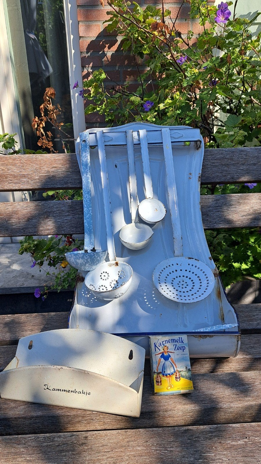 Emaille lepelrek brocante, Ophalen of Verzenden
