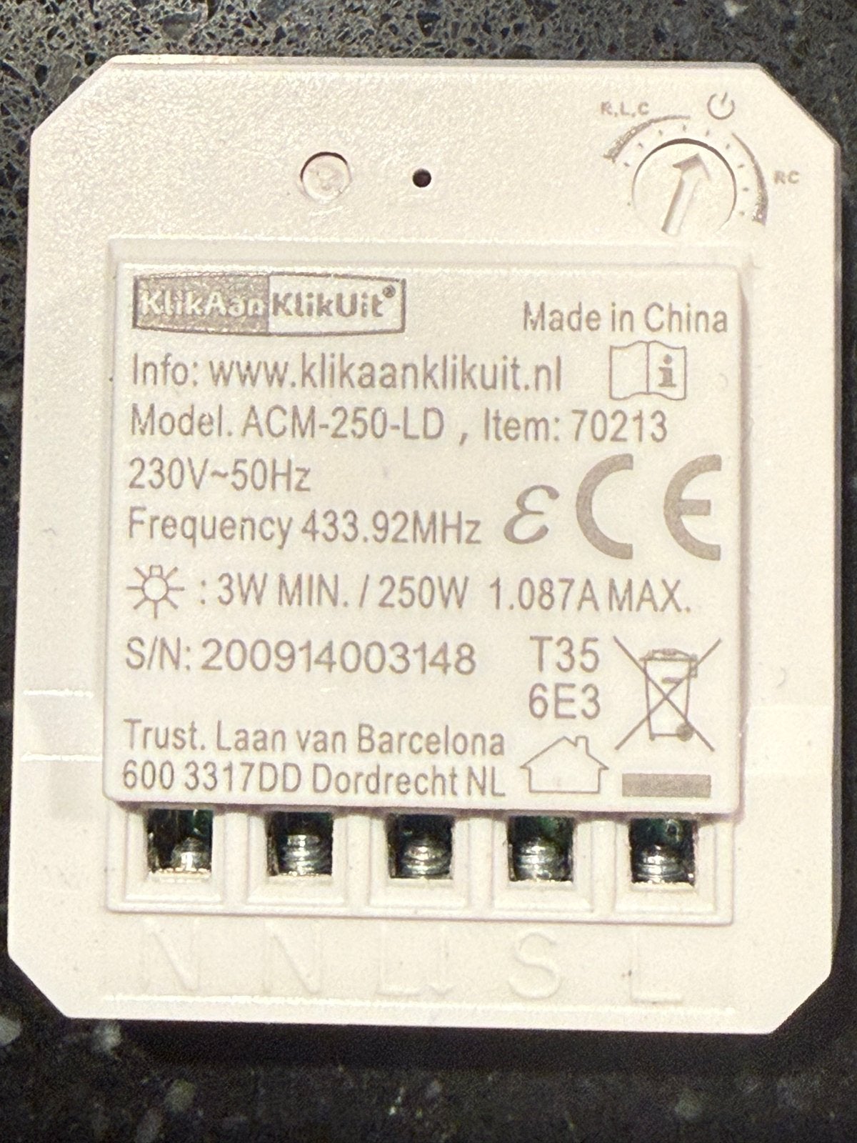 KlikAanKlikUit ACM-250-LD LED Inbouwdimmer 250W, Ophalen of Verzenden, Nieuw