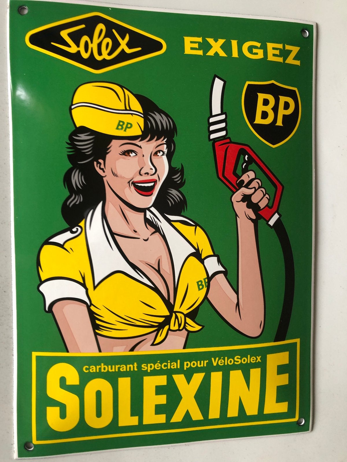 Apart dik Emaille bord BP van Solexine, als nieuw, Verzamelen, Ophalen of Verzenden, Zo goed als nieuw, Reclamebord