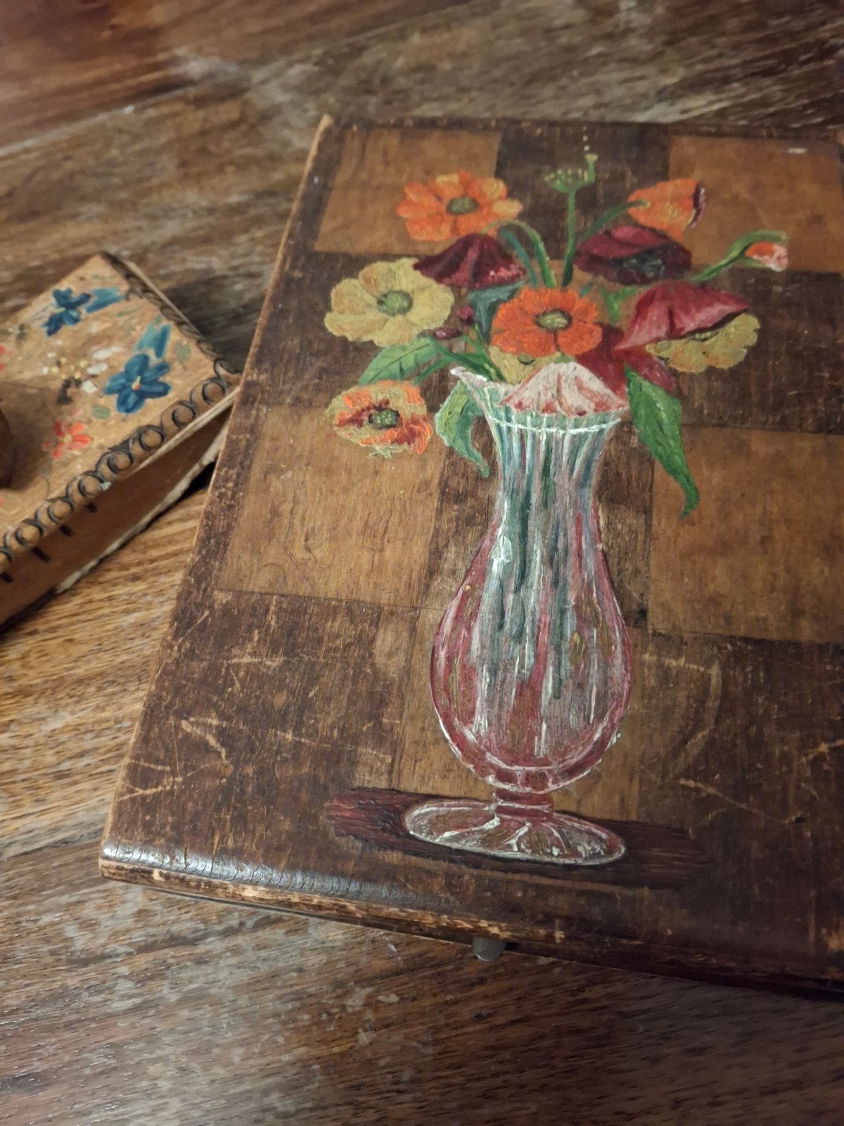 Houten antieke bureauset handbeschilderd 25 euro, Ophalen