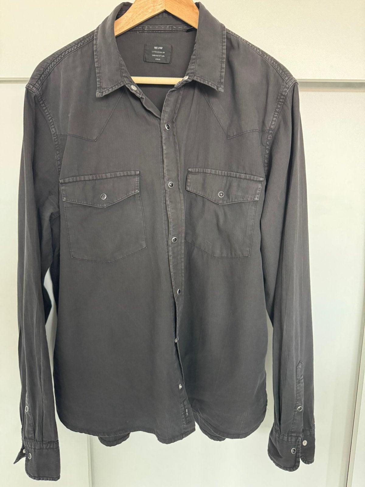 Heren overhemd, Kleding | Heren, Overhemden, Ophalen of Verzenden, Zo goed als nieuw, Zwart, Halswijdte 43/44 (XL)