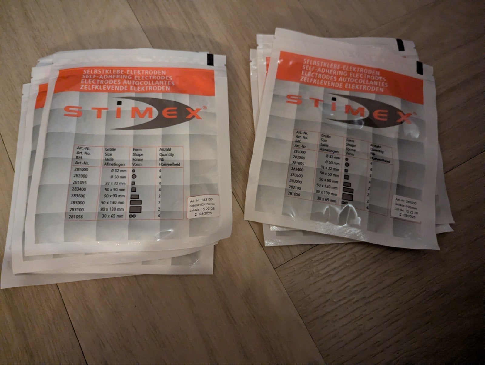 Stimex elektroden 80x130mm 5x & 32mm 3x ongeopend, Ophalen