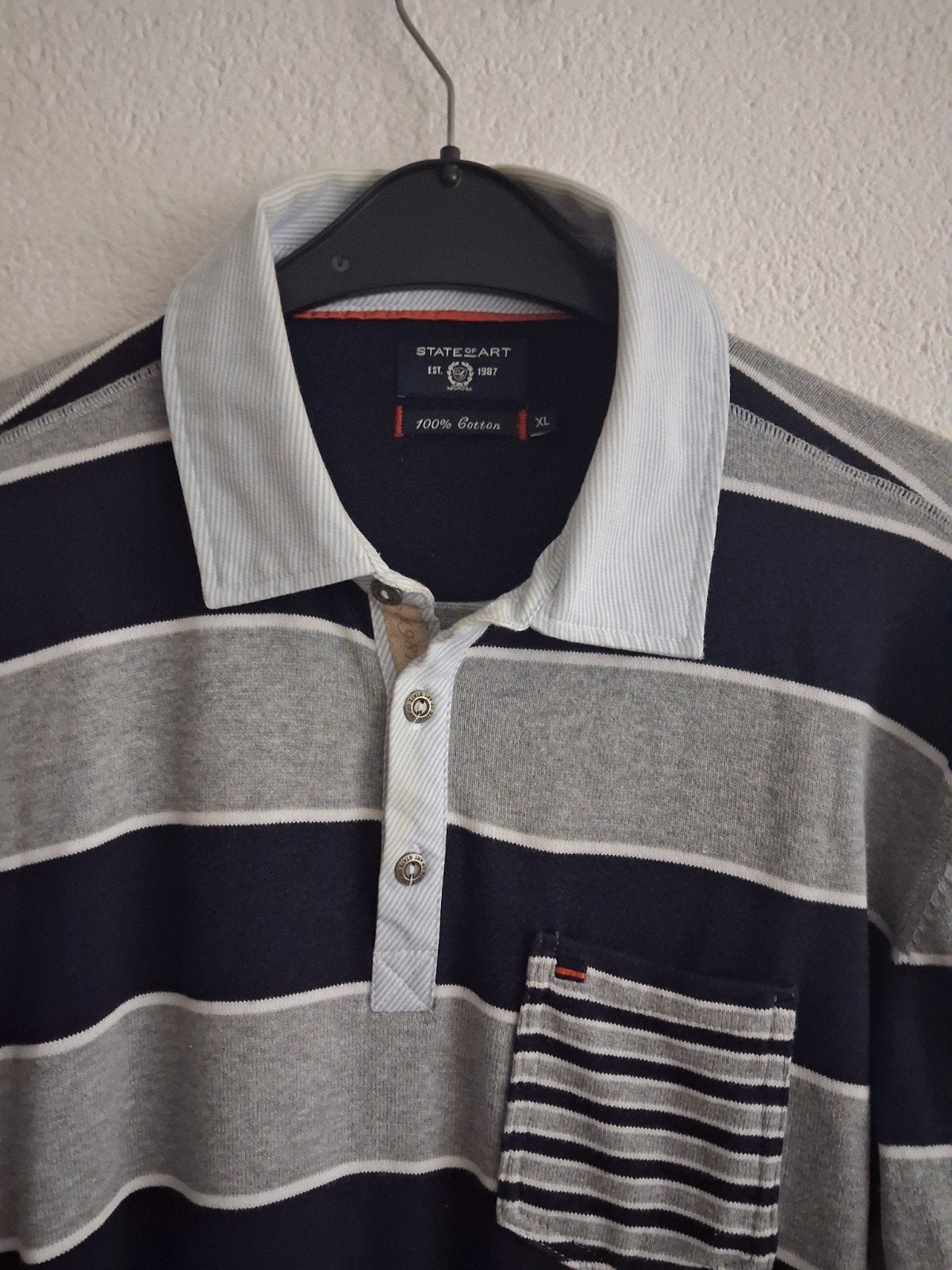 State of Art Polo Shirt Lange Mouwen XL, Kleding | Heren, Truien en Vesten, State of Art, Blauw, Maat 56/58 (XL), Ophalen of Verzenden