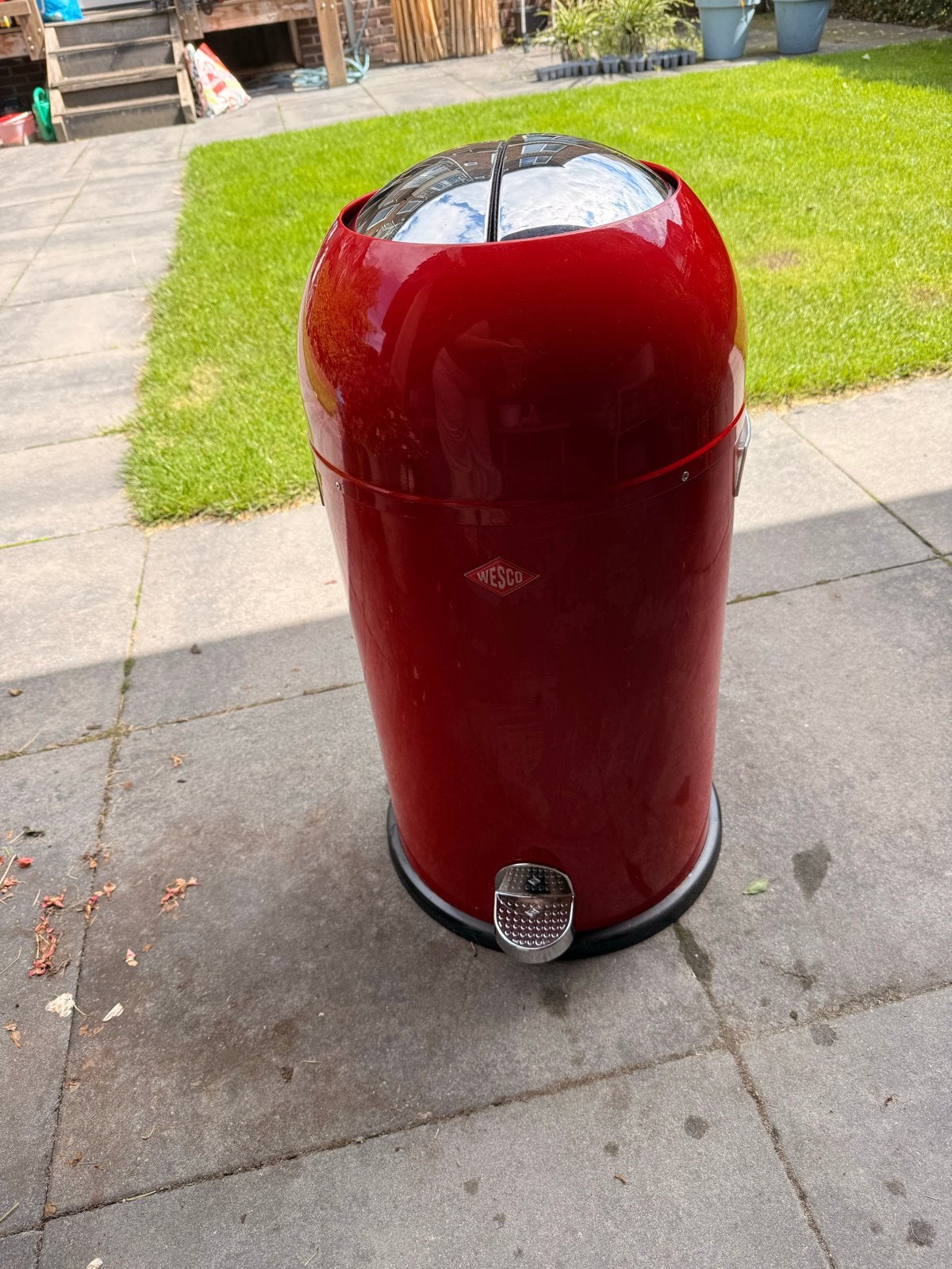 Wesco Kickmaster Prullenbak met Softclose - Rood, Ophalen, Gebruikt, Met pedaal, 30 tot 40 liter