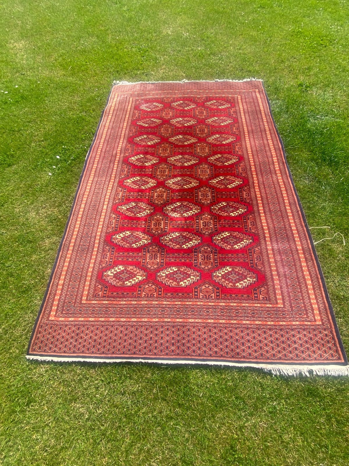 Groot handgeknoopt Oosters Bokhara tapijt 257x160cm wol vint, Gebruikt, 150 tot 200 cm, 200 cm of meer, Ophalen of Verzenden
