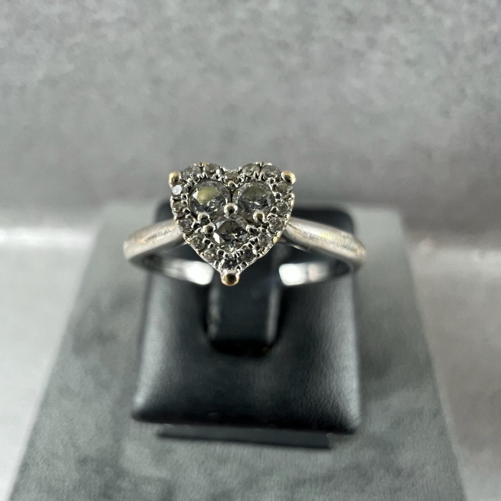 Gouden Ring | 14* | 2,3g | Entourage  hart |17,25| 415595, Gebruikt, Ophalen of Verzenden, 17 tot 18, Met edelsteen